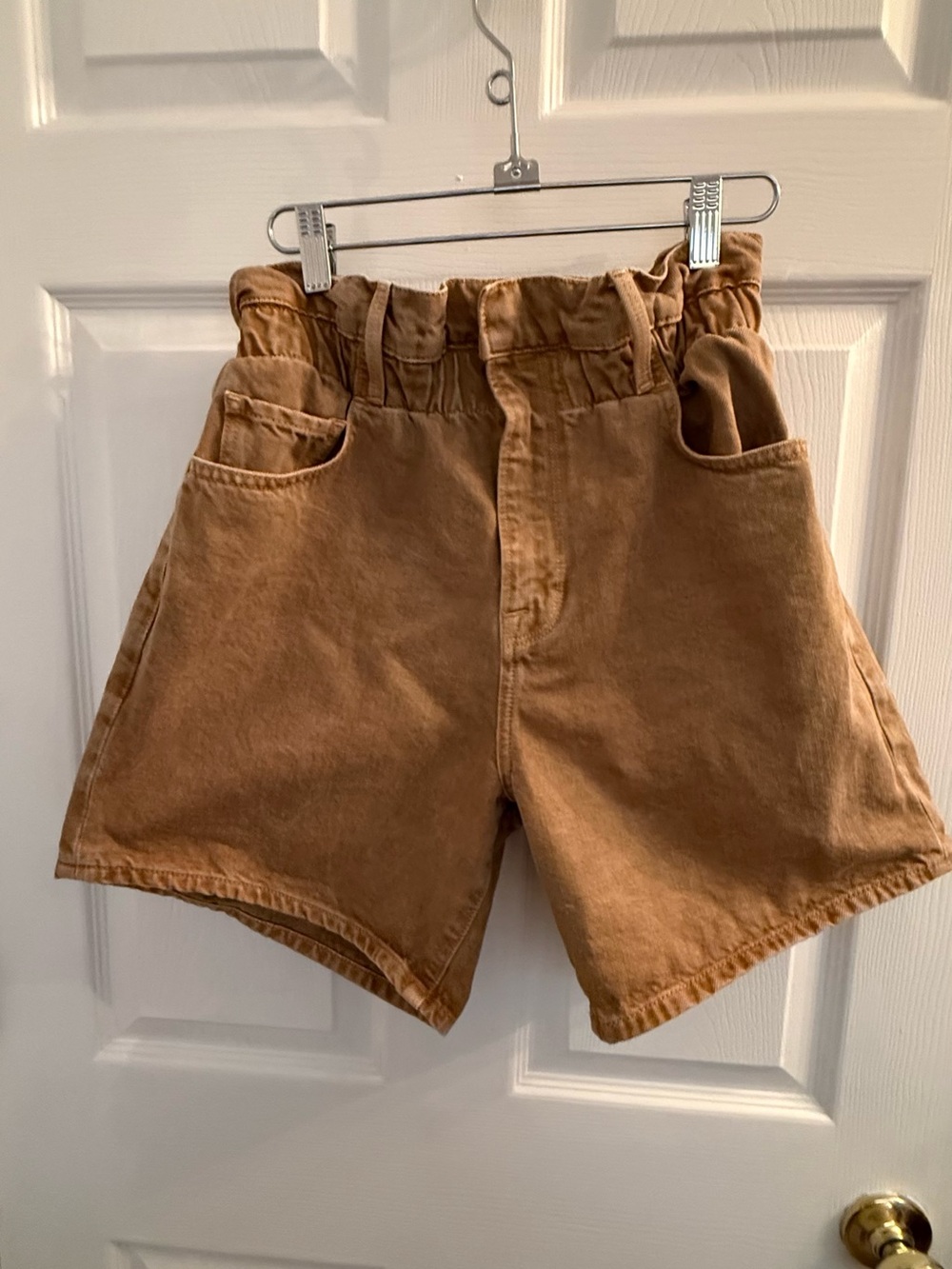High-Waist Paperbag Brown Women's Shorts